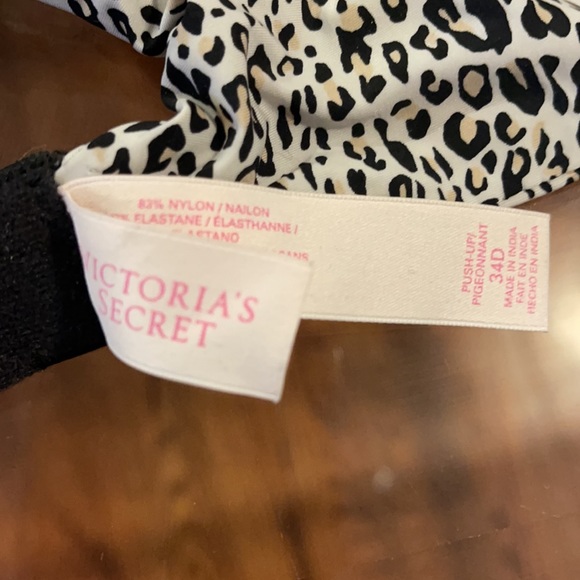 Victoria Secrets black white leopard print push up wire 34D bra - Picture 6 of 6